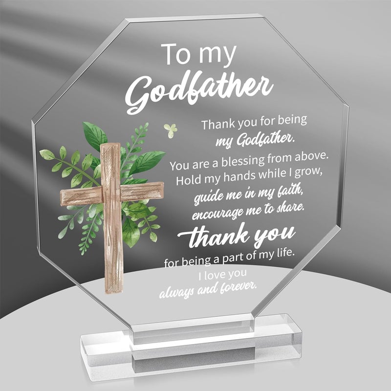 Yopyame Acrylic Gift for Godfather - Godfather Gifts from Godchild for Men Thank You for Being My Godfathers Acrylic Plaque Office Table Decor Birthday Christmas Keepsake Paperweight for Godfathers - Image 1